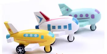 Drevený pohyblivý malé lietadlá, hračky pre deti plavidlá, dekorácie dvanásť kus kombinácia roviny model drevená hračka pack 12pcs