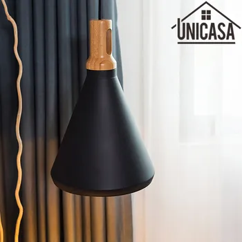 Drevo prívesok svetlá Vintage Čierna kuchyňa Stropné svietidlo pre domáce osvetlenie, Moderné lampy Bar svietidlo LED kovové hliníkové nové