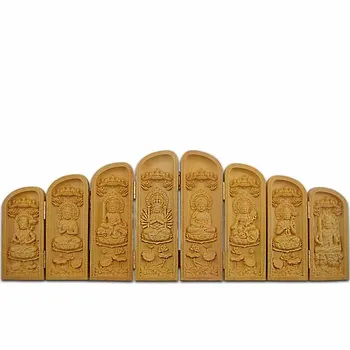 Drevo sôch Budhu dreva remesiel Amitabha ozdoby tisíce Guanyin náboženské Buddha ozdoby