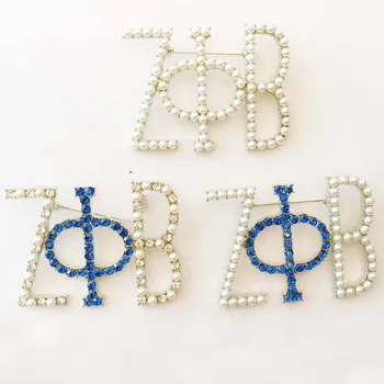 Drop nakupovanie Božskej 9 ZETA PHI BETA ZPB perla s krištáľovo Klopě Pin Šperky pre sestru darček