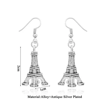 Drop Shipping Najnovšie Módne Starožitné Strieborné Pozlátené Paríž Symbol Eiffelova Veža Visieť Drop Náušnice Pre Ženy