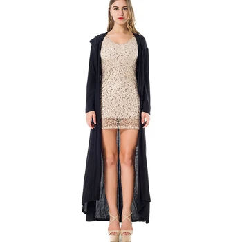 Drop shipping veľké veľkosti 2017 módy nové tenké dlhé vesty žien s kapucňou maxi open steh svetre coats Asymetrický outwear