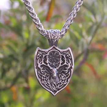 Dropshiping nový príchod nehrdzavejúcej ocele Viking jeleň hlavu Štít rune prívesok náhrdelník mužov darček