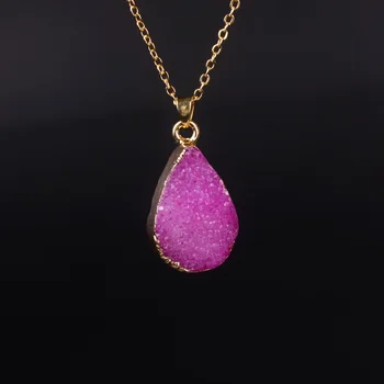 Druzy bez Multicolor Chokers , módny Prírodný Kameň šperky kúzlo, horúce jemné drusy quartz stone náhrdelník s príveskom