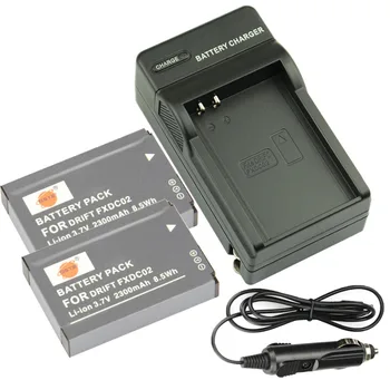 DSTE 2KS FXDC02 Nabíjateľná Batéria + Cestovanie a Auto Nabíjačku Pre Drift HD GHOST Fotoaparát