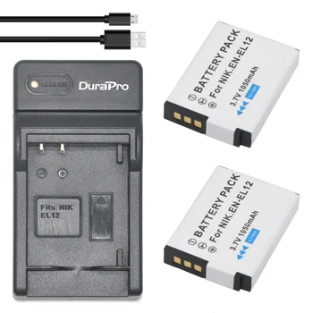 Durapro 2pc EN-EL12 ENEL12 SK EL12 Li-ion Batéria, 3,7 V 1050mAH kontakty batérie +USB Nabíjačka pre Nikon S8200 S9100 S9200 S9300 P300 P310