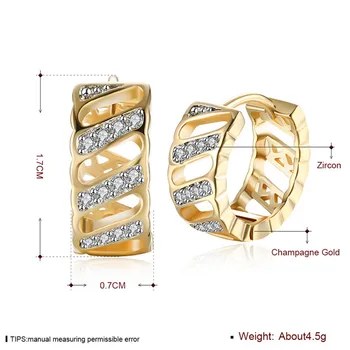 Dve farebné Keper Zlatá Obruč, Náušnice Pre Ženy Boucle Aretes Bijoux Zircons Earings Zlato Brincos Ouro Módy, Šperkov a Bižutérie