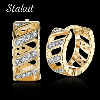 Dve farebné Keper Zlatá Obruč, Náušnice Pre Ženy Boucle Aretes Bijoux Zircons Earings Zlato Brincos Ouro Módy, Šperkov a Bižutérie