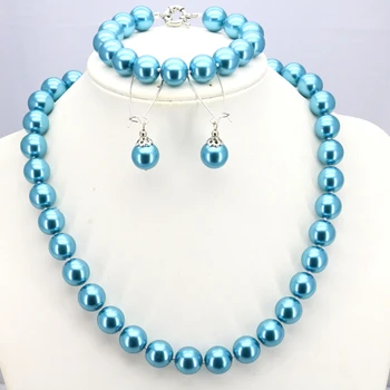 Dve rôzne farebné prevedenia: tmavomodrá/Modrá sklo perlový náhrdelník stanovené 12mm náhrdelník 18