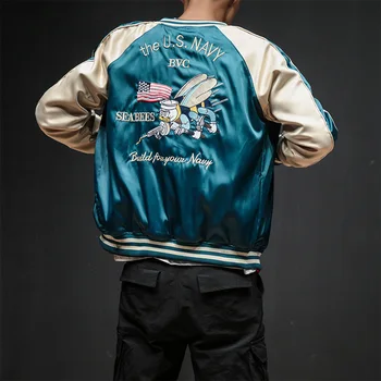 Dve Strany Luxusné Výšivky Bombardér Bunda Hladké Mužov Sukajan Yokosuka Suvenír Bunda Streetwear Hip Hop Baseball Jacket