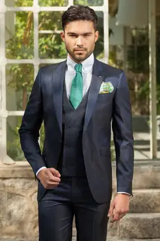 Dve tlačidlá bočné švy pre rez klope ženícha najlepší muž vyhovovali svadobné šaty svadobný oblek (sako + + nohavice + kravatu + vesta)