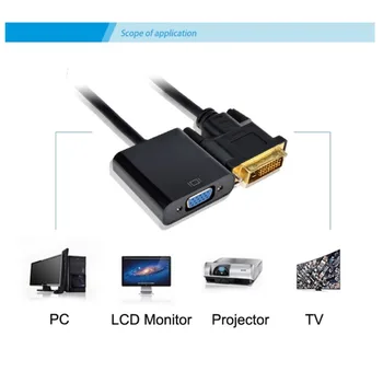 DVI-D 24+1 Pin Muž, VGA 15 Pin HDTV Adaptér Converter Monitor Adapter Počítača(Black)