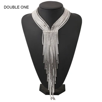 Dvojitá 2017 módnej značky dlhú Multi layer strapce golier choker vintage náhrdelník crystal vyhlásenie náhrdelník ženy Šperky