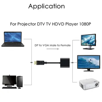 DZLST DisplayPort na Male VGA Žena Kábel Converter Adaptér DP na VGA Adaptér, Kábel Pre Projektor DTV TV HDVD Hráč 1080P
