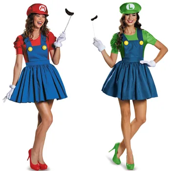 Dámske Dospelých Super Mario A Luigi Robotníkov Páry Maškarné Kostýmy Oblečenie 88528