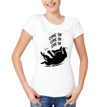 Dámske Oblečenie Značky Lete Ženy Tričko Krátky Rukáv O-krku Bežné Zábavné Black Tanec Mačka Topy Tees Ženy Dámy T-Shirt