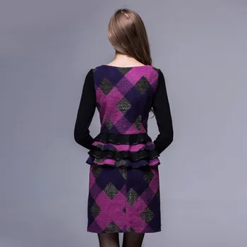 Dámske šaty vlna šaty v zime long-sleeve vlny O tvaru vlny zahustiť teplé cashmere šaty Plus veľkosť Vysokej Kvality