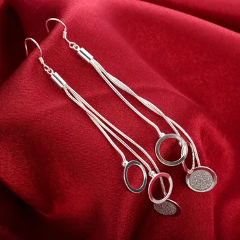 Dámske Šperky, prívesok, náušnice 925 čistého striebra plátovaného Módne kúzlo Tri línie Tri Kruhu drop náušnice
