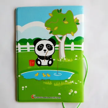 Dúha na tráve pod pandy jesť bambusu Držiteľa Pasu,Zelený PVC Kože Cestovný Pas Kryt 3D Dizajn 14*10 CM