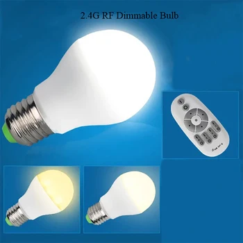 E27 6W LED Stmievateľné Žiarovka Svetla AC100V-265V 110V 220V Lampa s 2.4 G RÁDIOFREKVENČNÉ Diaľkové Ovládanie pre Spálne Obývacia Izba