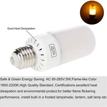 E27 E14 E12 E26 LED Efekt Plameňa Ohňa Žiarovky B22 Bayone 5W Tri Režimy Bezpečné A Energeticky úsporné LED Žiarovky AC 85-265V