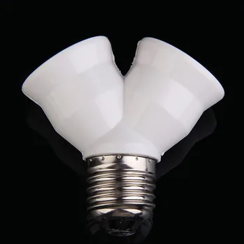 E27 Pätica Base Rozšíriť Splitter Plug LampHolder Žiarovka Držiteľ Dual Dvojité Halogénové Svetlo Lampy Medi Kontakt Adaptér Konvertor