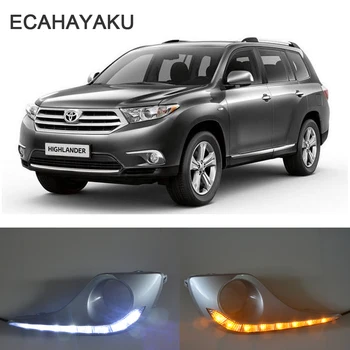ECAHAYAKU Auto-styling Zase Signál štýl Relé 12v LED AUTO DRL svetlá pre denné svietenie Pre Toyota Highlander 2012 2013