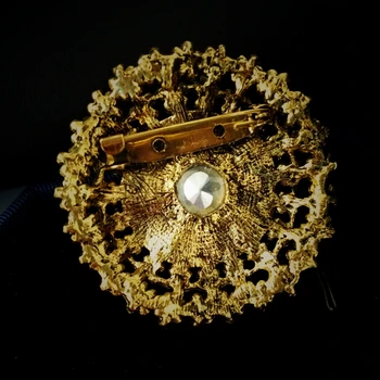 Edwardian Šperky Klenutý Red Crystal Kameň Kolo Brošne Zlatý Tón Filigránske Lano Circlet Vintage Kvetinový Broach Pin pre Mužov Oblek
