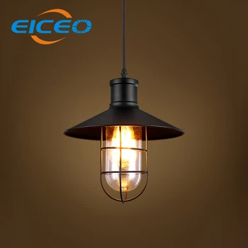 (EICEO) Priemyselné Retro Štýl Reštaurácia Uličkou Železnej Klietky Luster Sklo Tvorivé Skladu LED Prívesok Lampa Visí svetlá