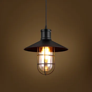 (EICEO) Priemyselné Retro Štýl Reštaurácia Uličkou Železnej Klietky Luster Sklo Tvorivé Skladu LED Prívesok Lampa Visí svetlá