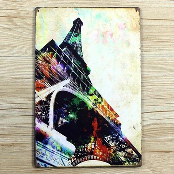 Eiffelova Veža Doska Dekorácie Paríž Francúzsko Vintage Kovové Platne Vintage Známky Stenu Decor 20*30 CM