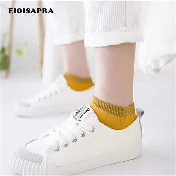 [EIOISAPRA]Škole Štýl Zlato, Striebro Hodváb kórejský Ponožky Tvorivé Reto Ponožky Ženy Krátke Sox Japonsko Harajuku Calcetines Mujer