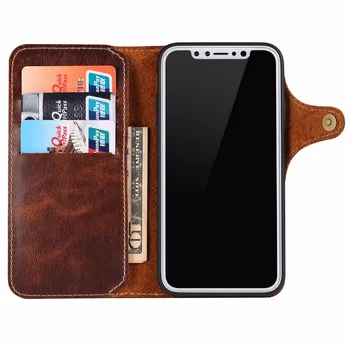 ELAIDECase Luxusné Retro Peňaženky Štýl pre iPhone X Prípade Cowhide Kože Flip Kryt pre iPhone 7 puzdro pre iPhone 6 6 8 Plus