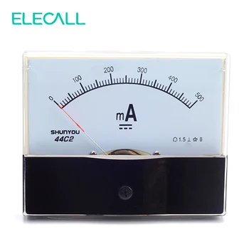 ELECALL 44C2 500mA Ammeter Analógový Prúd Test Meter DC Mechanické Hlavičky Ammeter