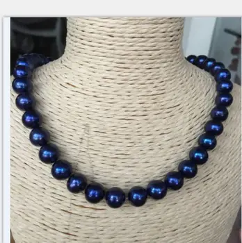 Elegantné AAA++10 mm tahitian black blue pearl náhrdelník