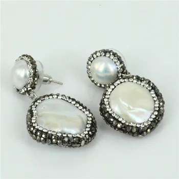 Elegantné pearl visieť náušnice kúzlo spevnené drahokamu v širšom okolí pearl vyhlásenie módne ženy náušnice šperky