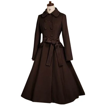 Elegantné Vlastné Prispôsobené Lolita Kabát dámske Zimné Dlhý Kabát s Kožušinou Putá a Cape Bunda