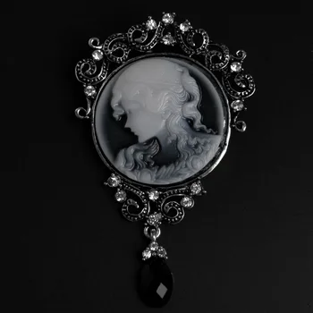Elegantné Ženy Lady Šperky, Starožitný Vintage Viktoriánskej Portrét Brošňa Pin Prívesok