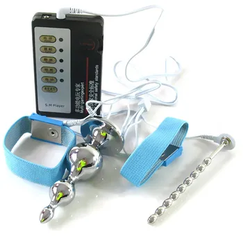 Elektrickým Prúdom Análny Plug+2Penis Krúžky+Uretrálne Plug Domov Lekárske Tematické Hračka Pulz Fyzikálnej Terapie Dospelých Produkt Mužov I9-1-65A