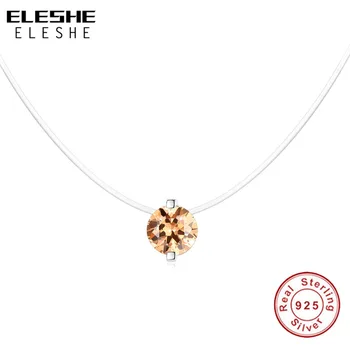 ELESHE 925 Sterling Silver Crystal Náhrdelník v Štyroch Farebných Cubic Zirconia Náhrdelníky & Prívesky pre Ženy collares 2017 colar Šperky