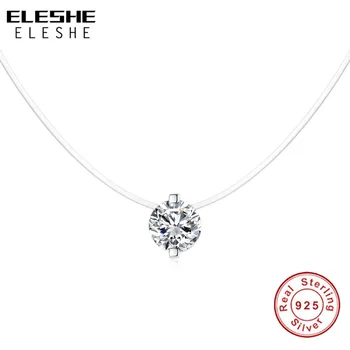 ELESHE 925 Sterling Silver Crystal Náhrdelník v Štyroch Farebných Cubic Zirconia Náhrdelníky & Prívesky pre Ženy collares 2017 colar Šperky