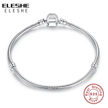ELESHE Autentické 925 Sterling Silver Had Reťazca Náramok Fit Pôvodnej Značky Náramky & Prívesky pre Ženy DIY Šperky