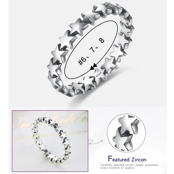 ELESHE Stohovateľné Chodník Star Strieborné Prstene Pre Ženy, Svadobné 925 Sterling Silver Prst Krúžky Angažovanosti Žien Originálne Šperky