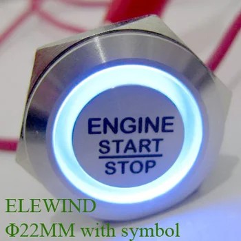 ELEWIND 22 mm Nerezový Krúžok osvetlené Momentálne tlačidlo spínača(PM221F-11E/B/12V/s, symbol)