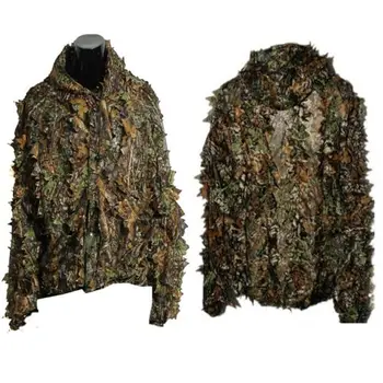 ELOS-Polyester Odolný Vonkajší Lesné Sniper Ghillie Suit Auta Plášť Vojenského 3D Leaf Kamufláž Camo Jungle Lov Birding