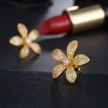 EMMAYA AAA Zircons Krásne CZ Zirkónmi Kvet Tvar Veľká Zlatá Farba Náušnice Ženy Šperky Crystal