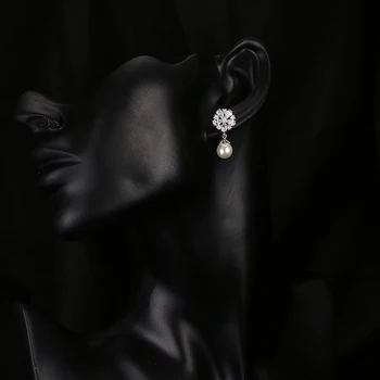 Emmaya Módne Imitácia Pearl Náušnice pre Ženy Bieleho Zlata Farba Kvetu Earings Krištáľové Šperky pre Strany Brincos