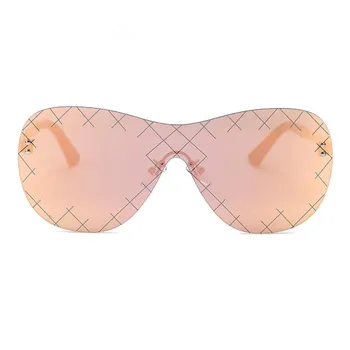 Emosnia Dámske Ružové Zrkadlo Slnečné Okuliare Ženy, Luxusné Nadrozmerné Dizajn Značky Lunette Slnečné Okuliare Pre Dámske Kovové Veľký Rám Oculos