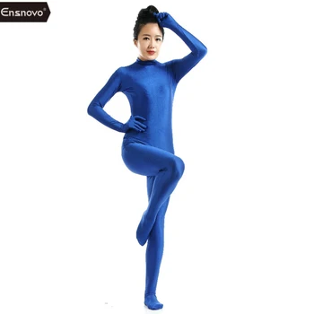 Ensnovo Modrá Spandex Zentai Celého Tela Kožu Napäté Jumpsuit Zentai Vyhovovali Kombinézu Kostým Pre Ženy Unitard Lycra Dancewear