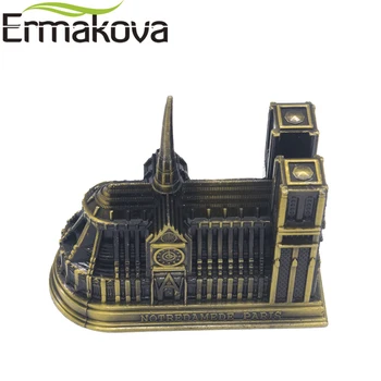 ERMAKOVA Vintage Kovové Cathedrale Notre Dame de Paris Model Budovy v Paríži Figúrka na Domácej Ploche Office Dekor Darček